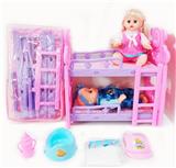 OBL10004154 - 14寸铁眼喝水撒尿娃娃带英文IC，双层塑料床，奶瓶，尿布，塑料脖围，塑料便盆和2只娃娃