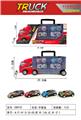 OBL10006313 - 手提礼盒滑行卡车载4只回力涂鸦赛车（铁）