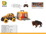 OBL10007082 - 1:43迷你遥控扒扒车拖带笼子捕猎牦牛,可滑行,不包电