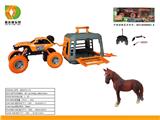 OBL10007104 - 森林猎手系列之中攀爬遥控车拖带黄马，车身包电，遥控器不包电，2xAA