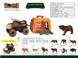 OBL10018871 - 地球生物系列之1:43公牛回力车拖带小笼子，带声光，2色混装，（9款动物只能选1款搭配，对应货号参考图片货号：055~063）