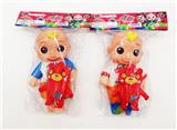 OBL10019405 - 8寸带音乐全身搪胶Cocomelon宝宝JJ娃娃西瓜校巴超级宝贝带搪胶熊PVC卡头袋装（4款混）