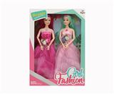 OBL10021331 - 11.5寸11关节实身俄文IC音乐灯光芭比双人套装