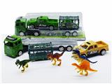 OBL10022545 - 惯性拖头车载笼子PVC恐龙滑行皮卡车