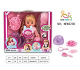 OBL10025858 - 10寸12声英文IC喝水撒尿女娃（配吸水奶瓶,尿盆..梳镜.餐具）