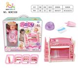 OBL10025876 - 12寸12声英文IC喝水撒尿女娃（配吸水奶瓶.尿裤.尿盆.多功能组合床上下梯柜床）