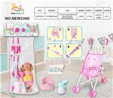 OBL10025923 - 12寸英文12声IC喝水撒尿女娃（配吸水奶瓶.尿盆.尿裤.铁车套装系列）