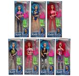 OBL10030047 - 主题9关节11.5寸实身Karol  G明星芭比带 话筒 摇滚吉他，长靴7款混装带西文主题音乐