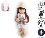 OBL10049514 - 55cm重生娃娃软胶高仿真婴儿娃娃（假发套）带奶瓶，磁性奶嘴，尿布，出生卡，带智能对话，学舌功能，草帽