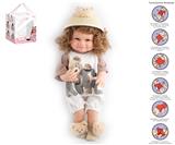 OBL10049515 - 55cm重生娃娃软胶高仿真婴儿娃娃（植发工艺）带奶瓶，磁性奶嘴，尿布，出生卡，带重力感应发声功能，草帽