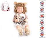 OBL10049519 - 55cm重生娃娃软胶高仿真婴儿娃娃（植发工艺）带奶瓶，磁性奶嘴，尿布，出生卡，带重力感应发声功能，发卡