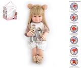 OBL10049521 - 55cm重生娃娃软胶高仿真婴儿娃娃（假发套）带奶瓶，磁性奶嘴，尿布，出生卡，带重力感应发声功能，发卡