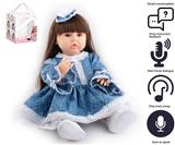 OBL10049530 - 55cm重生娃娃软胶高仿真婴儿娃娃（假发套）带奶瓶，磁性奶嘴，尿布，出生卡，带智能对话，学舌功能