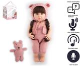 OBL10049532 - 55cm重生娃娃软胶高仿真婴儿娃娃（假发套）带奶瓶，磁性奶嘴，尿布，出生卡，带智能对话，学舌功能，毛线布偶