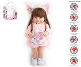 OBL10049539 - 55cm重生娃娃软胶高仿真婴儿娃娃（假发套）带奶瓶，磁性奶嘴，尿布，出生卡，带重力感应发声功能，发卡