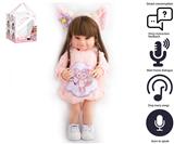 OBL10049540 - 55cm重生娃娃软胶高仿真婴儿娃娃（假发套）带奶瓶，磁性奶嘴，尿布，出生卡，带智能对话，学舌功能，发卡