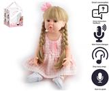 OBL10049546 - 55cm重生娃娃软胶高仿真婴儿娃娃（假发套）带奶瓶，磁性奶嘴，尿布，出生卡，带智能对话，学舌功能