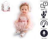 OBL10049550 - 55cm重生娃娃软胶高仿真婴儿娃娃（植发工艺）带奶瓶，磁性奶嘴，尿布，出生卡，带智能对话，学舌功能