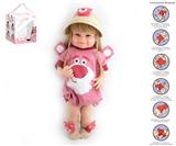 OBL10049553 - 55cm重生娃娃软胶高仿真婴儿娃娃（假发套）带奶瓶，磁性奶嘴，尿布，出生卡，带重力感应发声功能，草帽