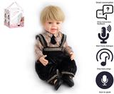 OBL10049564 - 55cm重生娃娃软胶高仿真婴儿娃娃（假发套）带奶瓶，磁性奶嘴，尿布，出生卡，带智能对话，学舌功能