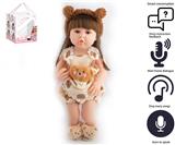 OBL10049572 - 55cm重生娃娃软胶高仿真婴儿娃娃（假发套）带奶瓶，磁性奶嘴，尿布，出生卡，带智能对话，学舌功能，发卡