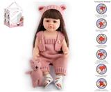 OBL10049573 - 55cm重生娃娃软胶高仿真婴儿娃娃（假发套）带奶瓶，磁性奶嘴，尿布，出生卡，带重力感应发声功能，毛线布偶