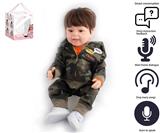 OBL10049588 - 55cm重生娃娃软胶高仿真婴儿娃娃（假发套）带奶瓶，磁性奶嘴，尿布，出生卡，带智能对话，学舌功能