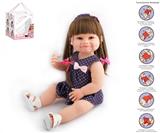 OBL10049595 - 55cm重生娃娃软胶高仿真婴儿娃娃（假发套）带奶瓶，磁性奶嘴，尿布，出生卡，带重力感应发声功能