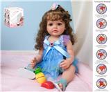 OBL10049601 - 55cm重生娃娃软胶高仿真婴儿娃娃（植发工艺）高级彩绘带奶瓶，磁性奶嘴，尿布，出生卡，带重力感应发声功能