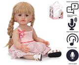 OBL10049606 - 55cm重生娃娃软胶高仿真婴儿娃娃（假发套）带奶瓶，磁性奶嘴，尿布，出生卡，带智能对话，学舌功能