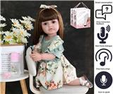 OBL10049610 - 55cm重生娃娃软胶高仿真婴儿娃娃（假发套）带奶瓶，磁性奶嘴，尿布，出生卡，带智能对话，学舌功能