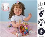 OBL10049612 - 55cm重生娃娃软胶高仿真婴儿娃娃（植发工艺）高级彩绘带奶瓶，磁性奶嘴，尿布，出生卡，带智能对话，学舌功能