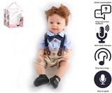 OBL10049622 - 55cm重生娃娃软胶高仿真婴儿娃娃（假发套）带奶瓶，磁性奶嘴，尿布，出生卡，带智能对话，学舌功能