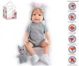 OBL10049627 - 55cm重生娃娃软胶高仿真婴儿娃娃（植发工艺）带奶瓶，磁性奶嘴，尿布，出生卡，带重力感应发声功能，毛线布偶