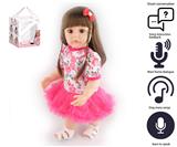 OBL10049646 - 57cm重生娃娃高仿真婴儿娃娃，直身可站（假发套）带奶瓶，磁性奶嘴，尿布，出生卡，带智能对话，学舌功能