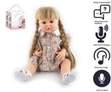 OBL10049656 - 55cm重生娃娃高仿真婴儿娃娃（假发套）带奶瓶，磁性奶嘴，尿布，出生卡，带智能对话，学舌功能