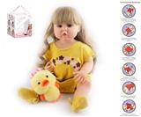 OBL10049657 - 55cm重生娃娃高仿真婴儿娃娃（假发套）带奶瓶，磁性奶嘴，尿布，出生卡,毛绒娃娃，带重力感应发声功能