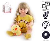 OBL10049658 - 55cm重生娃娃高仿真婴儿娃娃（假发套）带奶瓶，磁性奶嘴，尿布，出生卡,毛绒娃娃，带智能对话，学舌功能