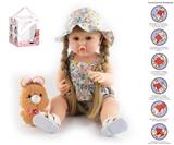 OBL10049659 - 55cm重生娃娃高仿真婴儿娃娃（假发套）带奶瓶，磁性奶嘴，尿布，出生卡,毛绒娃娃，带重力感应发声功能