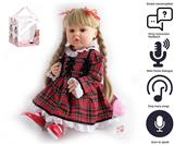 OBL10049662 - 55cm重生娃娃高仿真婴儿娃娃（假发套）带奶瓶，磁性奶嘴，尿布，出生卡，带智能对话，学舌功能