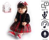 OBL10049664 - 55cm重生娃娃高仿真婴儿娃娃（假发套）带奶瓶，磁性奶嘴，尿布，出生卡，带智能对话，学舌功能