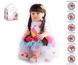 OBL10049665 - 55cm重生娃娃高仿真婴儿娃娃（假发套）带奶瓶，磁性奶嘴，尿布，出生卡，带重力感应发声功能