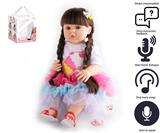 OBL10049666 - 55cm重生娃娃高仿真婴儿娃娃（假发套）带奶瓶，磁性奶嘴，尿布，出生卡，带智能对话，学舌功能