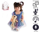 OBL10049668 - 55cm重生娃娃高仿真婴儿娃娃（假发套）带奶瓶，磁性奶嘴，尿布，出生卡,毛绒娃娃，带智能对话，学舌功能