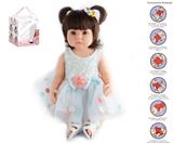 OBL10049669 - 55cm重生娃娃高仿真婴儿娃娃（假发套）带奶瓶，磁性奶嘴，尿布，出生卡，带重力感应发声功能