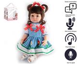 OBL10049674 - 55cm重生娃娃高仿真婴儿娃娃（假发套）带奶瓶，磁性奶嘴，尿布，出生卡，带智能对话，学舌功能