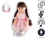 OBL10049678 - 55cm重生娃娃高仿真婴儿娃娃（假发套）带奶瓶，磁性奶嘴，尿布，出生卡，带智能对话，学舌功能