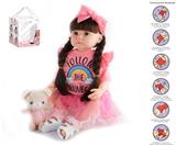 OBL10049681 - 55cm重生娃娃高仿真婴儿娃娃（假发套）带奶瓶，磁性奶嘴，尿布，出生卡,毛绒娃娃，带重力感应发声功能