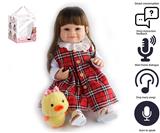 OBL10049686 - 55cm重生娃娃高仿真婴儿娃娃（假发套）带奶瓶，磁性奶嘴，尿布，出生卡,毛绒娃娃，带智能对话，学舌功能