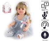 OBL10049688 - 55cm重生娃娃高仿真婴儿娃娃（假发套）带奶瓶，磁性奶嘴，尿布，出生卡，带智能对话，学舌功能